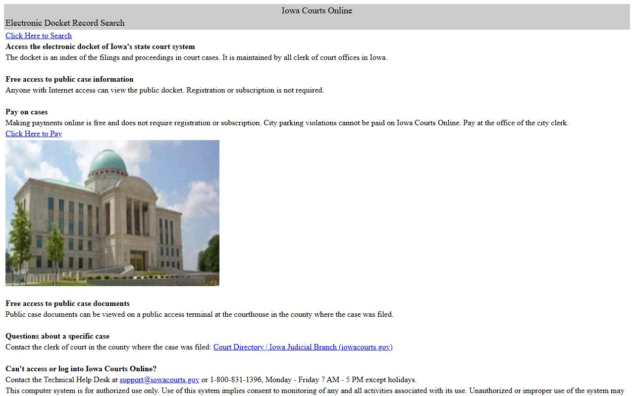 Tama County court records after arrest search through Iowa Courts Online